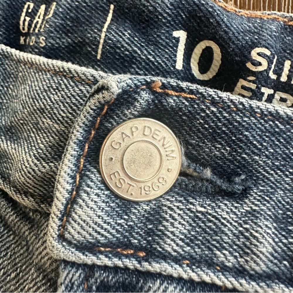 3/20$ GAP Kids Blue Distressed Jeans size 10 slim - Picture 3 of 9